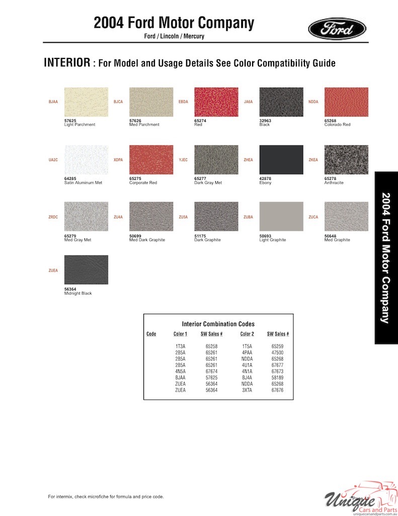 2004 Ford Paint Charts Sherwin-Williams 11